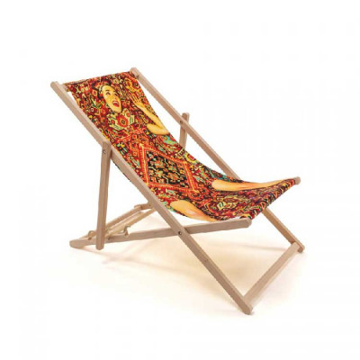 Seletti - Sdraio pieghevole in legno di faggio "Lady On Carpet" - Colore: Arancione - SKU: 16680
