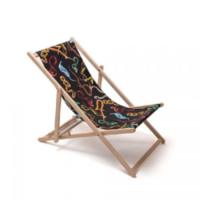 Seletti - Serpenti - Sdraio pieghevole in legno di faggio - Colore: Nero - SKU: 16681
