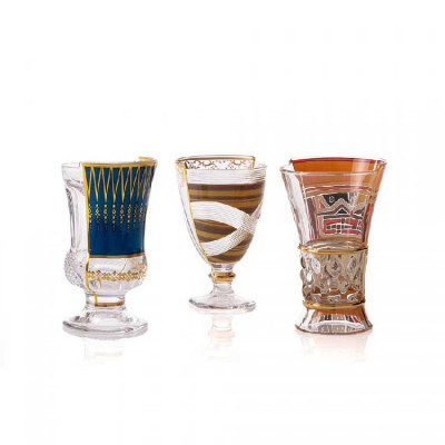  Seletti - Hybrid - Set 3 Bicchieri per acqua in vetro dal design moderno "Pannoti" - Colore: Multicolore - SKU: 09181 