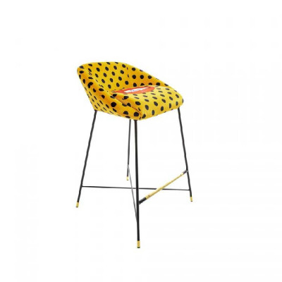 Seletti - Shit - Sgabello alto in poliestere struttura in legno e metallo dal design moderno - Colore: Giallo - SKU: 16167