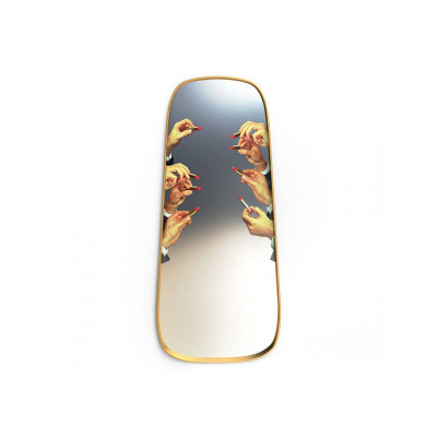 Seletti - Specchio da parete con cornice in legno - Colore: Oro - SKU: 17051