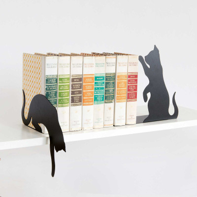 Arti e Mestieri Gatti Set 2pz reggi libri Colore: Nero