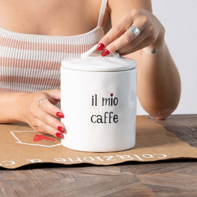 Simple Day - Il mio caffè - Barattolo ermetico per caffè in ceramica - Colore: Bianco - SKU: 10010691