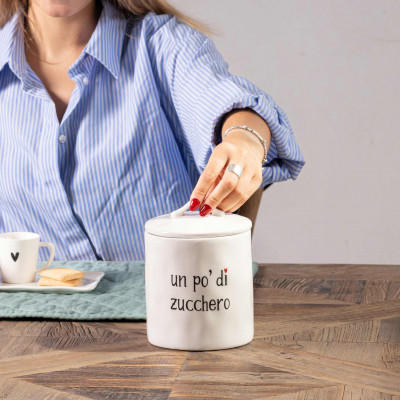 Simple Day - Un po di Zucchero - Barattolo ermetico per zucchero in ceramica - Colore: Bianco - SKU: 10010692