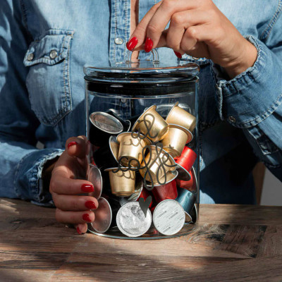  Simple Day - Il Caffè - Barattolo per alimenti in vetro con coperchio - Colore: Bianco - SKU: 10012250 