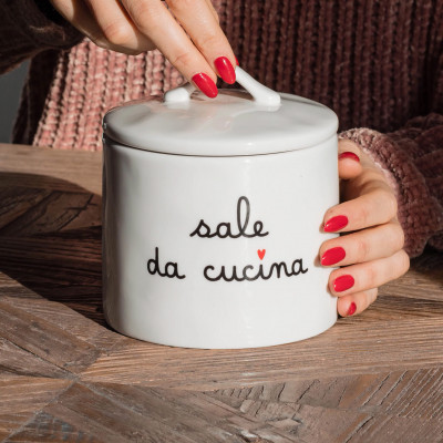  Simple Day - Sale da Cucina - Barattolo per sale in gres - Colore: Bianco - SKU: 10010729 
