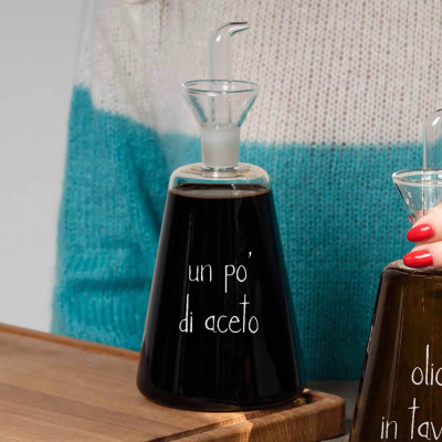 Simple Day - Un Po' di Aceto - Bottiglia conica in vetro per aceto - Colore: Trasparente - SKU: 10012434
