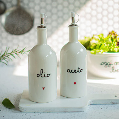 Simple Day - Cuore - Bottiglia in ceramica per olio - Colore: Bianco - SKU: 10010753