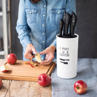  Simple Day - I miei coltelli - Ceppo porta coltelli da cucina - Colore: Bianco - SKU: 10010950 