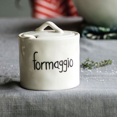  Simple Day - Formaggio - Formaggiera con coperchio e cucchiaino in ceramica - Colore: Bianco - SKU: 10010774 