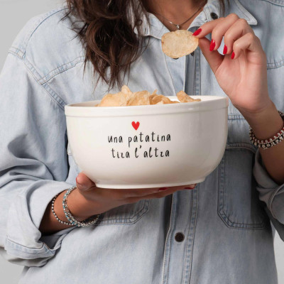  Simple Day - Una Patatina Tira l'Altra - Insalatiera in ceramica - Colore: Bianco - SKU: 10010916 