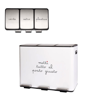  Simple Day - Tutto al posto - Pattumiera differenziata 3 scomparti da 15L - Colore: Bianco - SKU: 10012850 