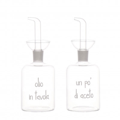  Simple Day - Set 2 bottiglie in vetro olio e aceto - Colore: Trasparente - SKU: 10012441 