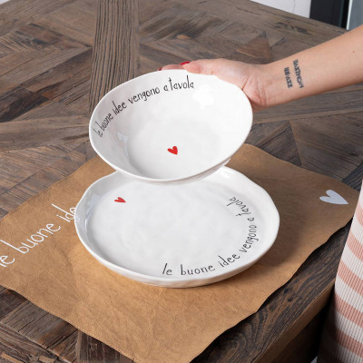 Simple Day - Le buone idee - Set 2 piatti fondi in ceramica dal design moderno - Colore: Bianco - SKU: 10011005