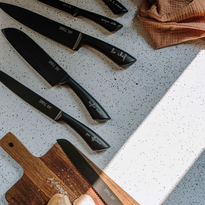  Simple Day - Funzioni - Set 6 coltelli da cucina - Colore: Nero - SKU: 10011432 