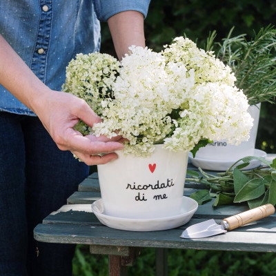 Simple Day - Ricordati di Me - Vaso con sottovaso in ceramica - Colore: Bianco - SKU: 10010930