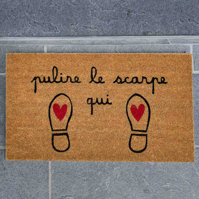 Simple Day - Pulire le scarpe qui - Zerbino per porta - Colore: Marrone - SKU: 10011656