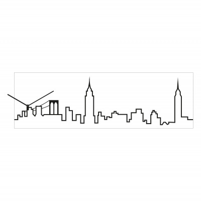 Progetti - Skyline - Orologio da parete con pannello in legno New York - Colore: Bianco - SKU: 018300NYBI