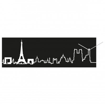 Progetti - Skyline - Orologio da parete con pannello in legno Parigi - Colore: Nero - SKU: 018300PANE