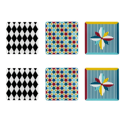 Vesta - Decor - Set 6 pezzi Sottobicchiere quadrato in PMMA dal design moderno decoro Foulard - SKU: 04228D47