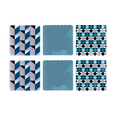 Vesta - Decor - Set 6 pezzi Sottobicchiere quadrato in PMMA dal design moderno decoro Modern - Colore: Multicolore - SKU: 04228D46