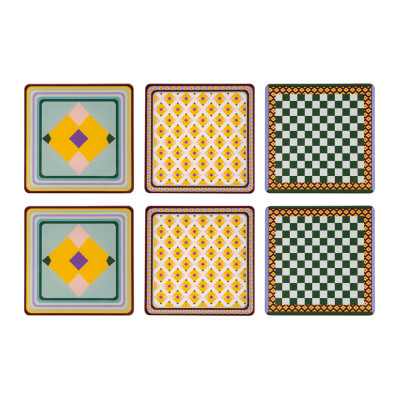 Vesta - Decor - Set 6 pezzi Sottobicchiere quadrato in PMMA dal design moderno decoro Rainbow - SKU: 04228D48