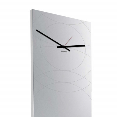 Design Object - Orologio da parete verticale in metallo specchiato "SPECCHIO NARCISO" - Colore: Grigio Chiaro - SKU: IT6683W