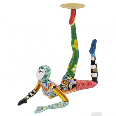 Tom's Drag - Scultura da tavolo in marmorino con acrobata dal design eclettico - Colore: Multicolore - SKU: TOM003742