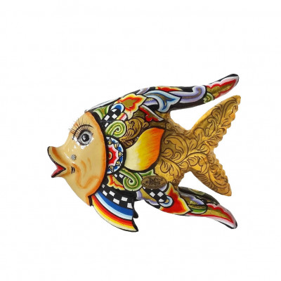 Tom's Drag - Scultura da tavolo in marmorino dal design eclettico Pesce Oscar medio - Colore: Multicolore - SKU: TOM004268