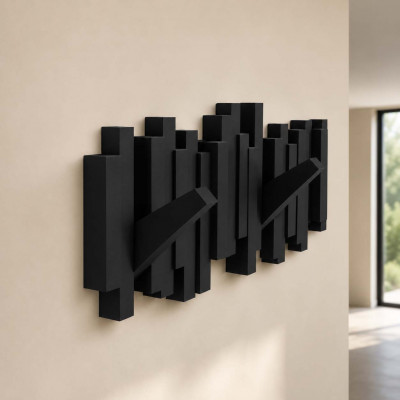 Umbra - Appendiabiti a parete moderno con 5 ganci estraibili - Colore: Nero - SKU: 318211-040