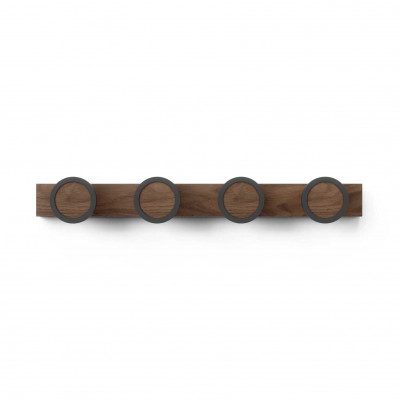 Umbra - Hub - Appendiabiti da parete in stile moderno con 4 pomelli - Colore: Nero/Noce - SKU: 1016843-048