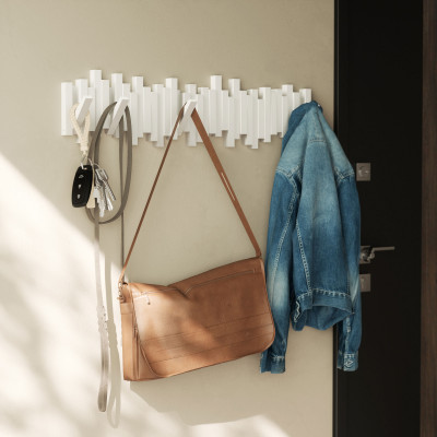  Umbra - Stick - Applendiabiti da parete in legno con 8 pomelli - Colore: Bianco - SKU: 1023536-660 