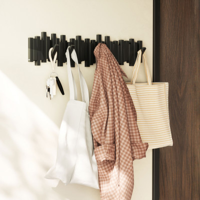  Umbra - Stick - Applendiabiti da parete in legno con 8 pomelli - Colore: Nero - SKU: 1023536-040 