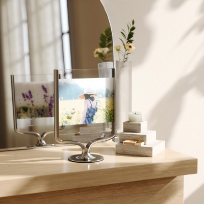 Umbra - Wishbone - Portafoto da tavolo dal design moderno - Colore: Cromato - Foto 13x18 - SKU: 1020820-158