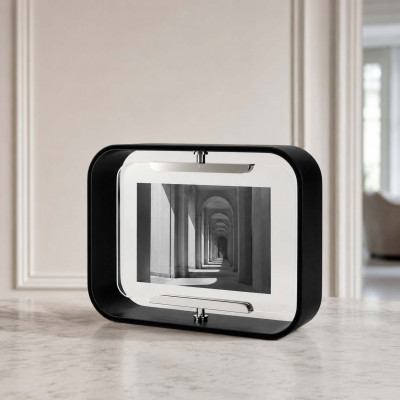 Umbra Bellwood Portafoto in legno con cornice bifacciale dal design moderno piccolo Foto 10x15 Colore: Nero