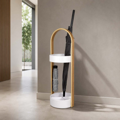 Umbra Hub Portaombrelli con vaschetta e fondo idrorepellente Colore: Bianco
