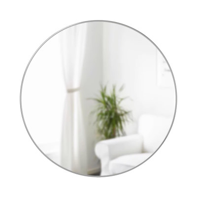 Umbra - Hubba - Specchio da parete rotondo con profilo in metallo dal design moderno ed elegante - Colore: Grigio - SKU: 1012715-158