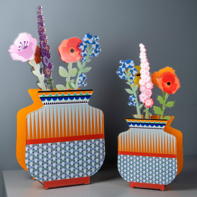 Vesta - Fenice - Vaso piccolo dal design moderno in plexiglass con decoro Osaka - SKU: 0432123