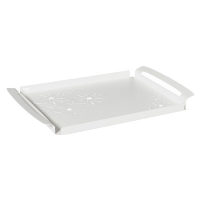 Arti e Mestieri Fior di Loto Vassoio grande con decorazione floreale Colore: Bianco Marmo
