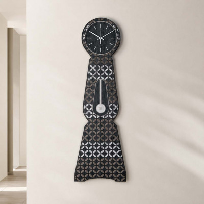 Ves Design Istanti Orologio da parete di grandi dimensioni in legno per soggiorno "Moraklocka" Colore: Nero