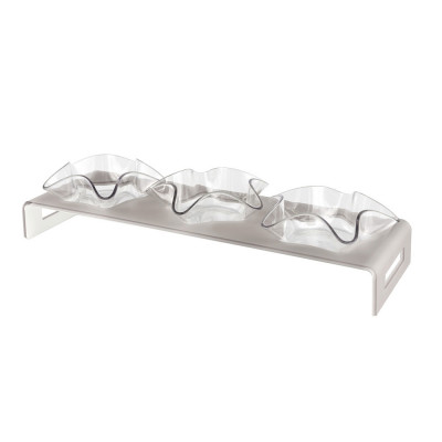 Vesta Happy Antipastiera rettangolare con 3 ciotole dal design elegante Colore: Tortora