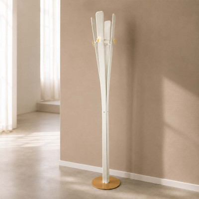 Vesta - Vera - Appendiabiti da terra con struttura in metallo e plexiglass dal design moderno - Colore: Bianco/Giallo - SKU: 2501614