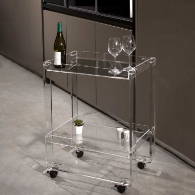  Vesta - Majordome - Carrello per cucina o salone a due ripiani con ruote in plexiglass - Colore: Trasparente - SKU: 0430600 