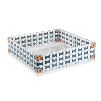  Vesta - Break - Contenitore multiuso con 4 scomparti decorato - Colore: Celeste - SKU: 0439179 