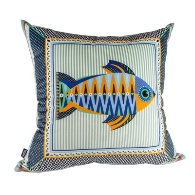 Vesta - Cuscino grande moderno fodera in poliestere con decoro Pesce - SKU: 04236PE