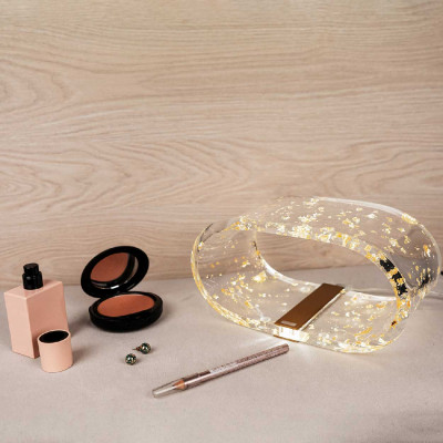 Vesta Future Lampada da comodino LED di design con anelli intrecciati Colore: Oro