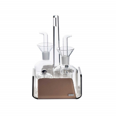 Vesta Like Water Menage portacondimenti da tavola con struttura in plexiglass dalle linee moderne Colore: Marrone