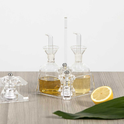  Vesta - Like Water - Menage portacondimenti da tavola con struttura in plexiglass dalle linee moderne - SKU: 01404 