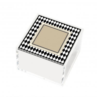Vesta Happy Beaty Portagioie quadrato piccolo in plexiglass con coperchio Colore: Bianco/Nero