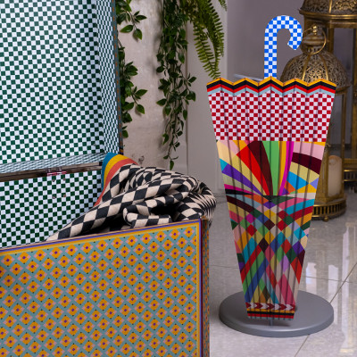 Vesta - Decor - Portaombrelli struttura in metallo e pannello in plexiglass decoro Rainbow - SKU: 04234D48
